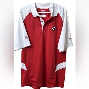 Reebok Kansas City Chiefs Short Sleeve Polo Mens SZ L NFL Embroidered Logo Game